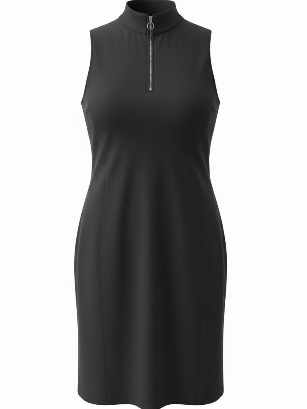 Lauren Ralph Lauren Black Sleeveless Mock-Neck Zip Dress